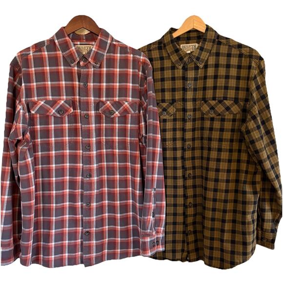 Set of 2 Duluth Trading Heavy Plaid Flannel Shirt Men's Large Standard Fit - Picture 1 of 16